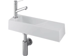 Lave-mains pour toilettes, suspendu et compacte, parfait pour les espaces restreints, Largeur 48 cm, Profondeur 16,5 cm, Hauteur 10 cm, résine minéral, Livraison 5-7 jours OFFERTE.
